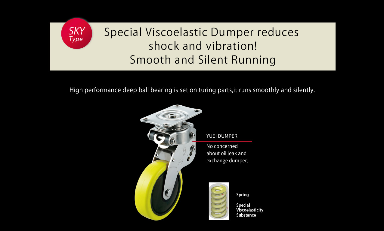 SKY Type Special Viscoelastic Dumper reduces shock and vibration! Smooth and Silent Running